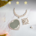 White Ivory Vintage Heart Double Sided Mirror