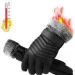 Men Warm Winter Protective Windstorm Leather Riding Gloves